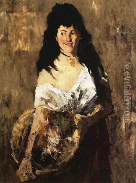 Woman with a Basket Oil Painting - William Merritt Chase
