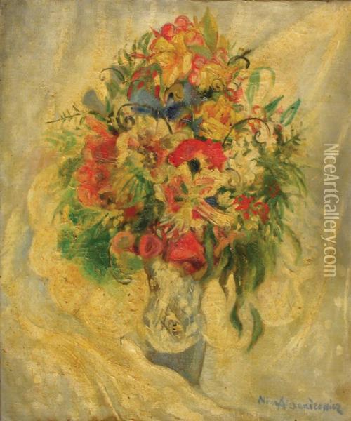 Bouquet De Fleurs Oil Painting - Nina Aleksandrowicz