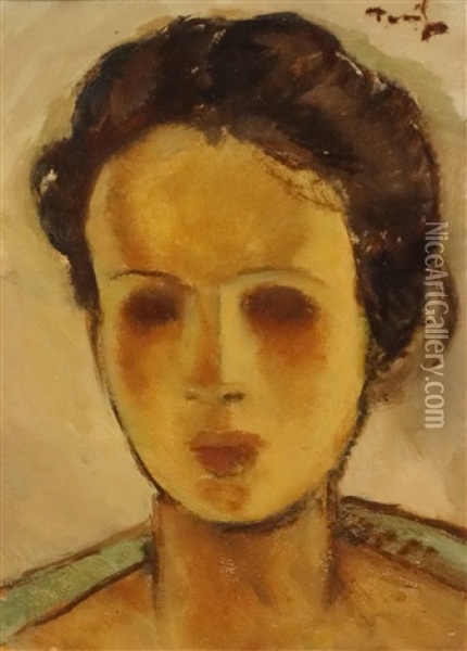 Irina's Portrait Oil Painting - Nicolae Tonitza