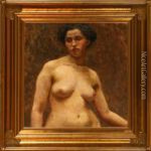 A Nude Female Model Oil Painting - Julius Paulsen