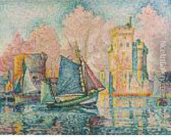 Le Thonier Entrant A La Rochelle (couchant) Oil Painting - Paul Signac