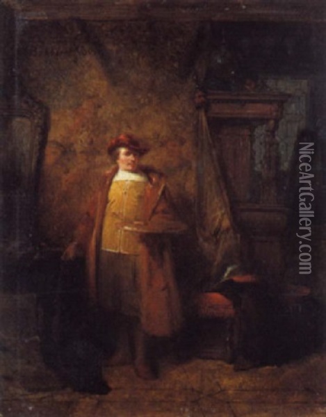 Rembrandt In Het Atelier Oil Painting - Hendricus Johannes Scheeres