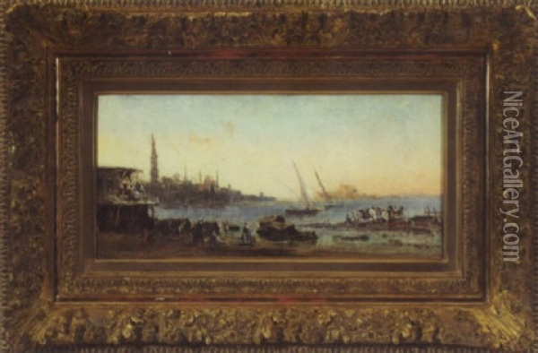 Egyptian Port Scene Oil Painting - Edouard-Jacques Dufeu
