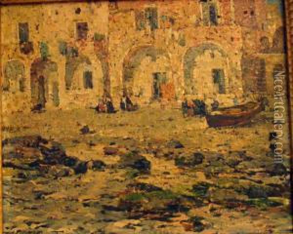 Port En Italie Oil Painting - Angelo Pavan