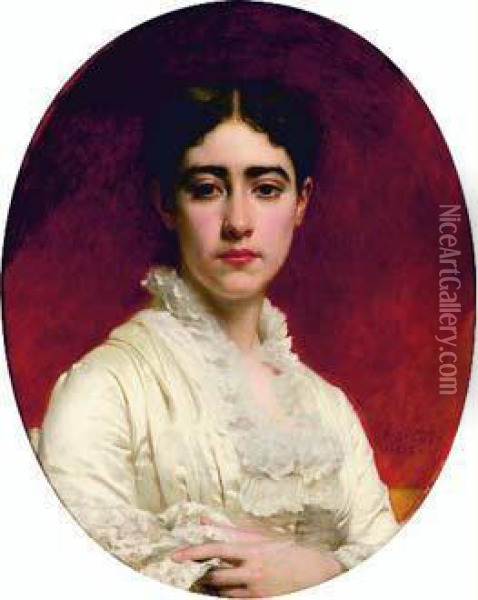 Portrait De Madame Mas Oil Painting - Pierre-Auguste Cot