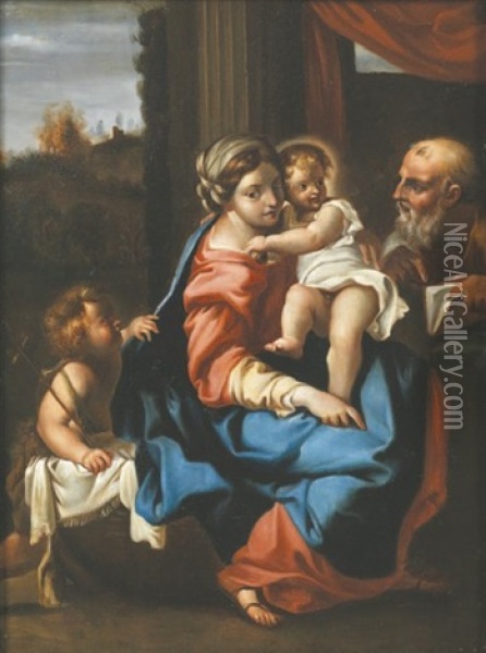 Sainte Famille Avec Saint Jean-baptiste Enfant Oil Painting - Annibale Carracci