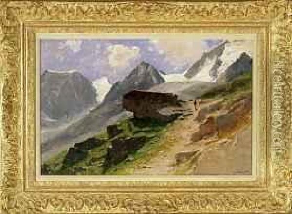 Wanderer In Pigne D'arollo Oil Painting - Gustave Castan