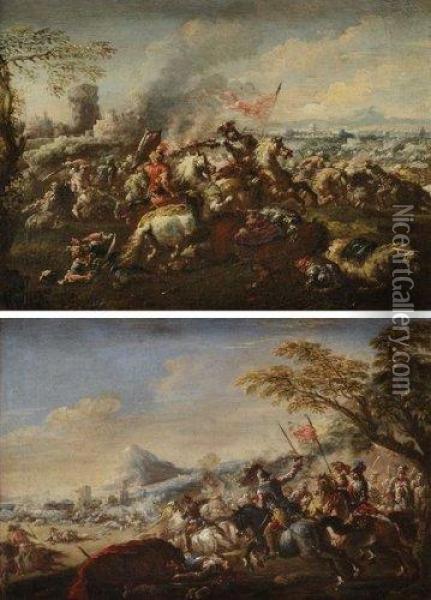 Choc De Cavalerie Oil Painting - Ercole Graziani