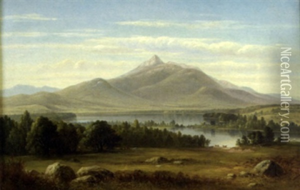 View In The White Mountains With Lake Oil Painting - Benjamin Champney