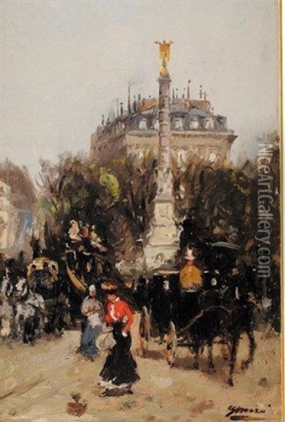Place Du Chatelet Oil Painting - Joaquin Miro