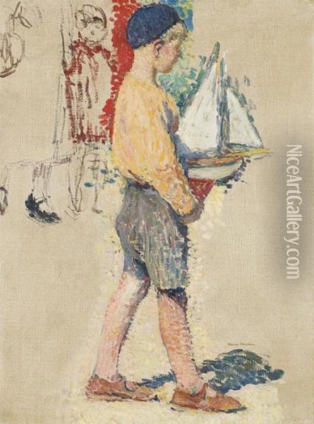 Jeune Garcon Avec Un Bateau Oil Painting - Henri Martin