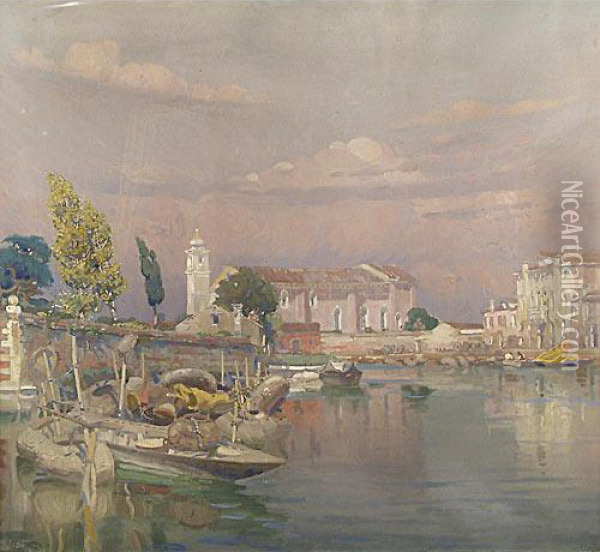 Barche Di Pescatori In Laguna Oil Painting - Vittore Zanetti Zilla