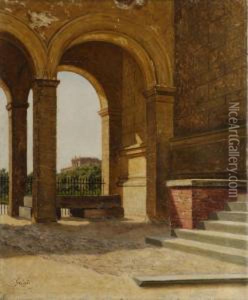 Palazzo Pitti A Firenze Oil Painting - Lorenzo Gelati
