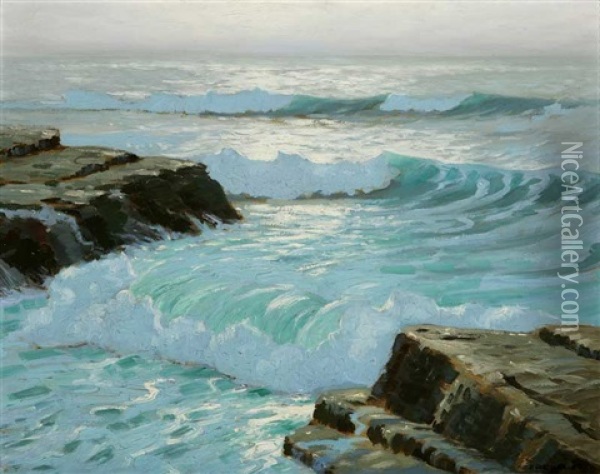 The Playfulness Of The Waves Oil Painting - Frank William Cuprien