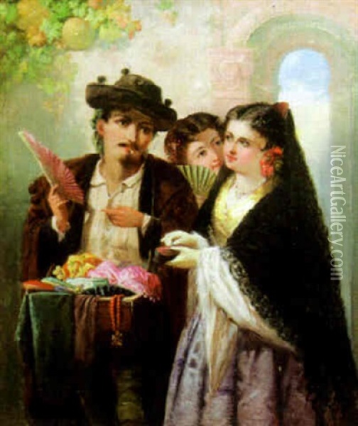 The Spanish Fan Seller Oil Painting - Robert Kemm