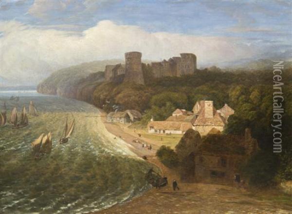On The Coast Oil Painting - George Robert Lewis