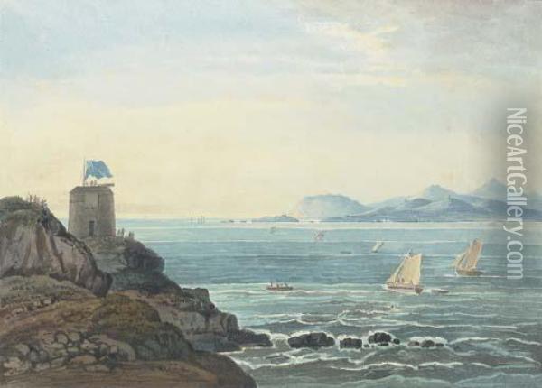 Dublin Bay From The Martello Tower, Howth Oil Painting - John Henry Campbell
