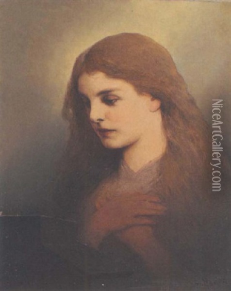 Betendes Madchen (die Jungfrau Maria Im Gebet?) Oil Painting - Gabriel von Max