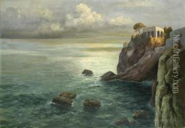 Felsenkuste Von Capri Oil Painting - August Seidel