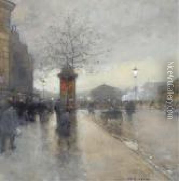 Scene De Rue, Paris Oil Painting - Luigi Loir