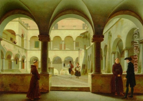 Klostergarden I St. Maria In Aracoeli Oil Painting - Christoffer Wilhelm Eckersberg
