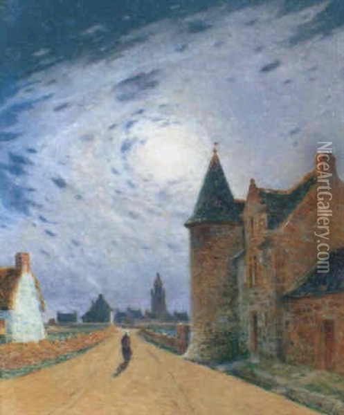 Kervaudu Au Clair De Lune Oil Painting - Ferdinand du Puigaudeau