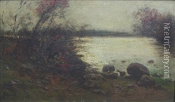 Landscape With Trees And Water Oil Painting - Edward B. Gay