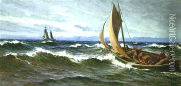 Off To The Fishing Grounds Oil Painting - Edwin John Ellis