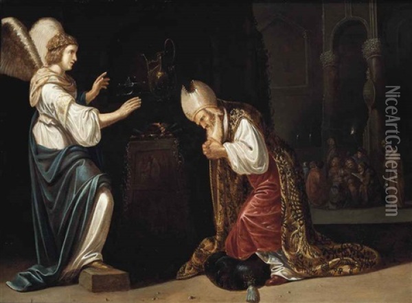The Annunciation To Zacharias Oil Painting - Rombout Van Troyen