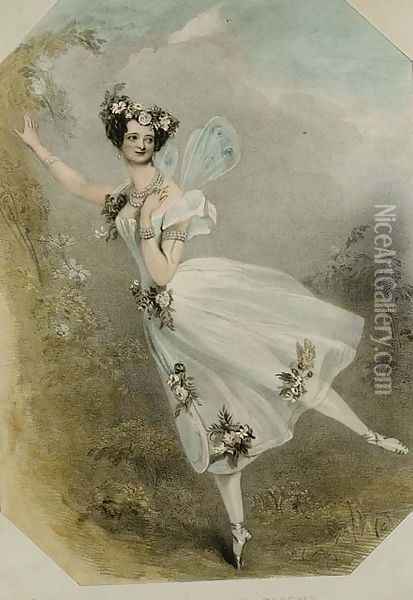 Marie Taglioni (1804-84) in 'Flore et Zephire', c.1830 Oil Painting - Alfred-Edward Chalon