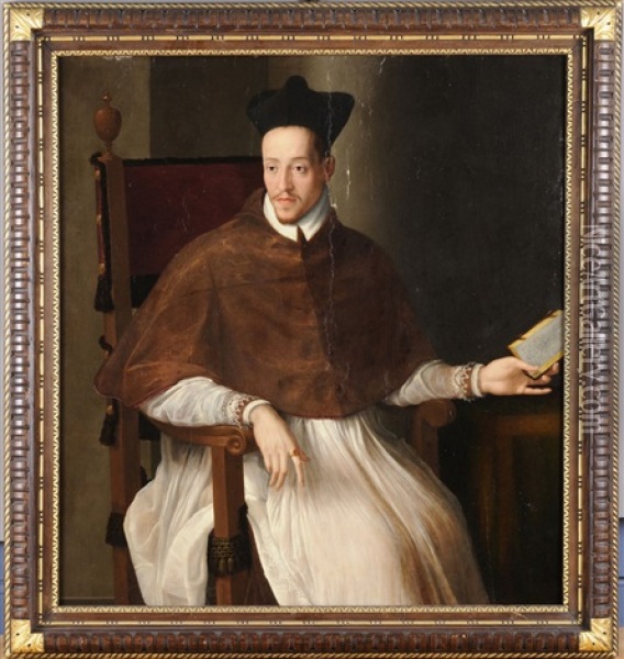 Portrait Of A Cleric Oil Painting - Alessandro di Cristofano Allori