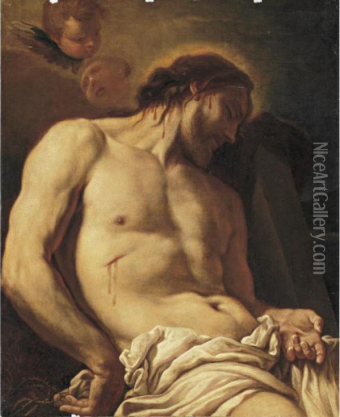 Christ Before The Tomb Oil Painting - Antonio Molinari