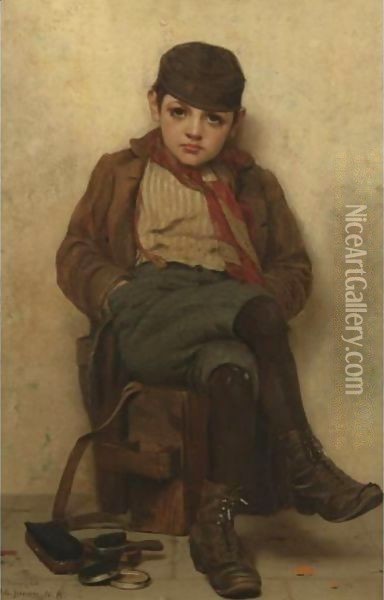 Shoeshine Boy 2 Oil Painting - John George Brown