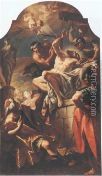 The Martyrdom Of Saint Bartholomew Oil Painting - Giovanni Battista Pittoni the younger