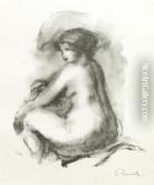 Etude De Femme Nue, Assise, From L'albumdes Douze Lithographies Oil Painting - Pierre Auguste Renoir