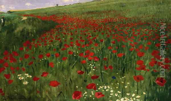 The Poppy Field, 1896 Oil Painting - Pal Merse Szinyei