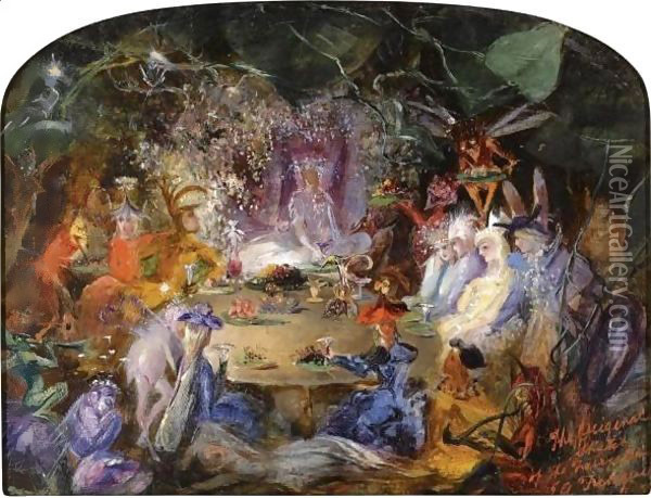 Sketch For The Fairy's Banquet Oil Painting - John Anster Fitzgerald