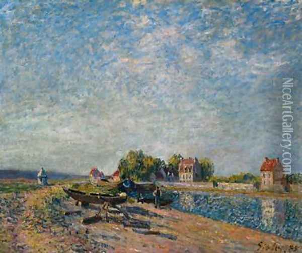 Saint-Mammes, Loing Canal Oil Painting - Alfred Sisley