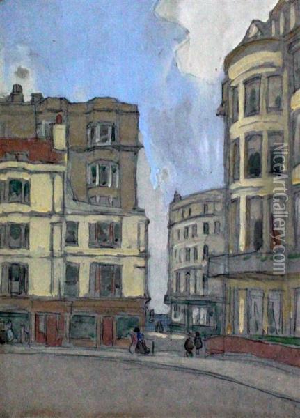 Royal Crescent Hotel & Castle Square, Brighton Oil Painting - Horace Mann Livens