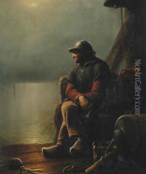 The Pilot Keeps Watch, 1851 Oil Painting - Karl Schlesinger