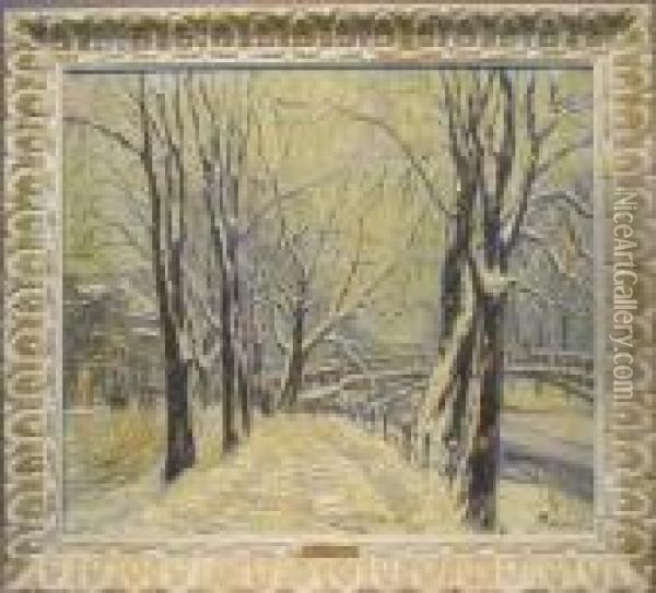 Snow Covered Lane Oil Painting - Kurt Pallmann