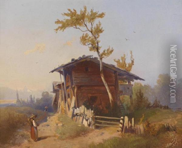 Landscape Withhut Oil Painting - Anton Schrodl
