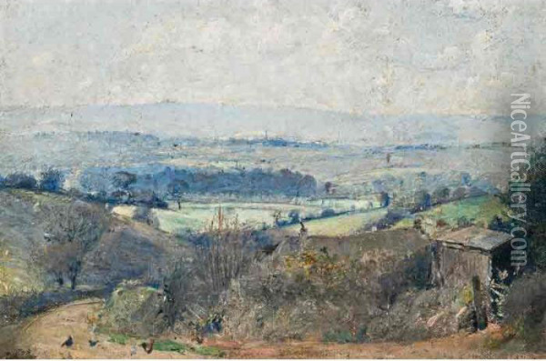 English Landscape With Cottage Oil Painting - Tom Roberts