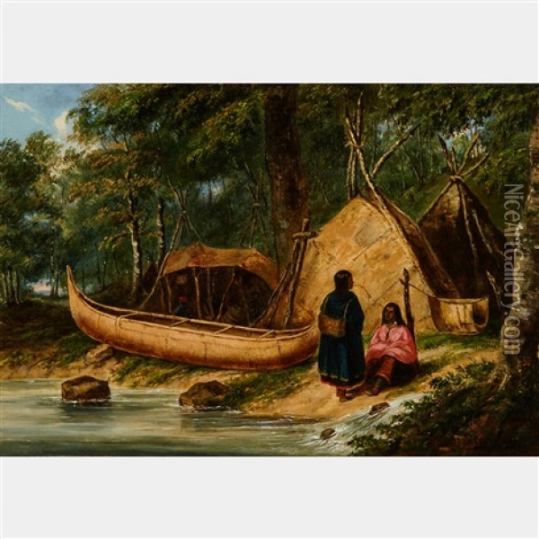 Indian Camp Oil Painting - Cornelius David Krieghoff