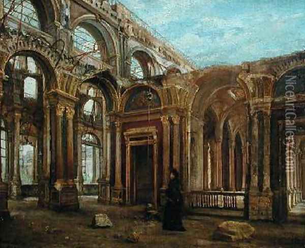 The Tuileries after the Paris Commune 1871 Oil Painting - Alexandre Marre-Lebrett