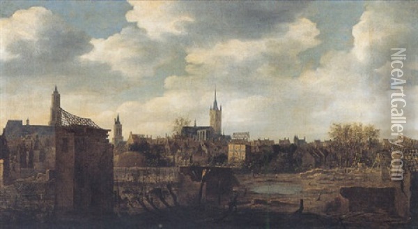 Delft, Na De Ontploffing Van Het Kruitmagazijn Op 12 Oktober 1654 Oil Painting - Daniel Vosmaer