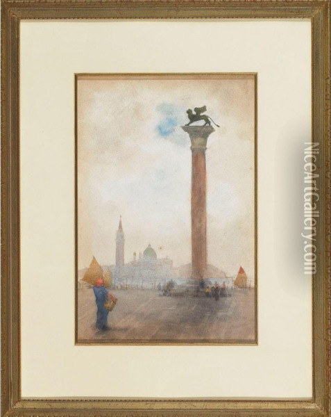 Woman In Piazza San Marco Square Oil Painting - John Robert Keitley Duff