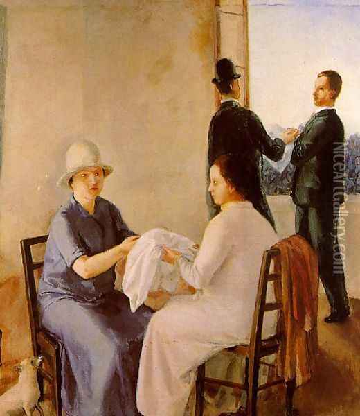 The Visit 1928 Oil Painting - Virgilio Guidi