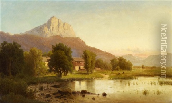 Auenlandschaft Oil Painting - Adolf Chwala