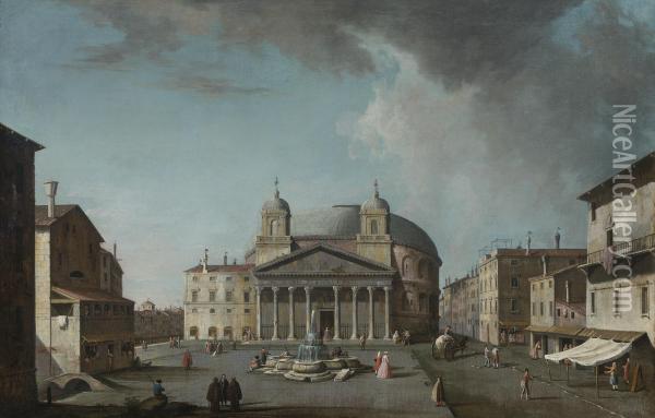 View Of The Pantheon, Rome Oil Painting - Jacopo Fabris Venice